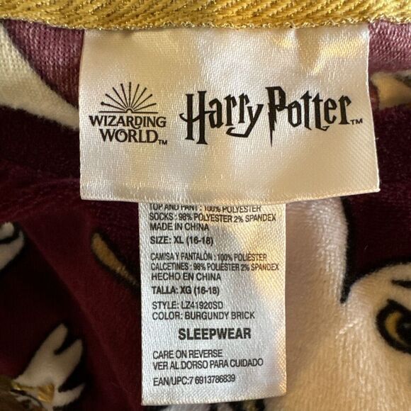 Harry Potter PJ Set 2 Piece Brick Red XL (16-18) Hogwarts Owl Hedwig Girls - Picture 14 of 14